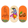 Artvibes Shri Krishna Wall Hanging Home Decorative Wall Art for Living room | Spiritual Decor Items | Wall Illustrations | Artwork| Stylish Modern Decor Item | Gift Items (WH_9019N), Set of 3
