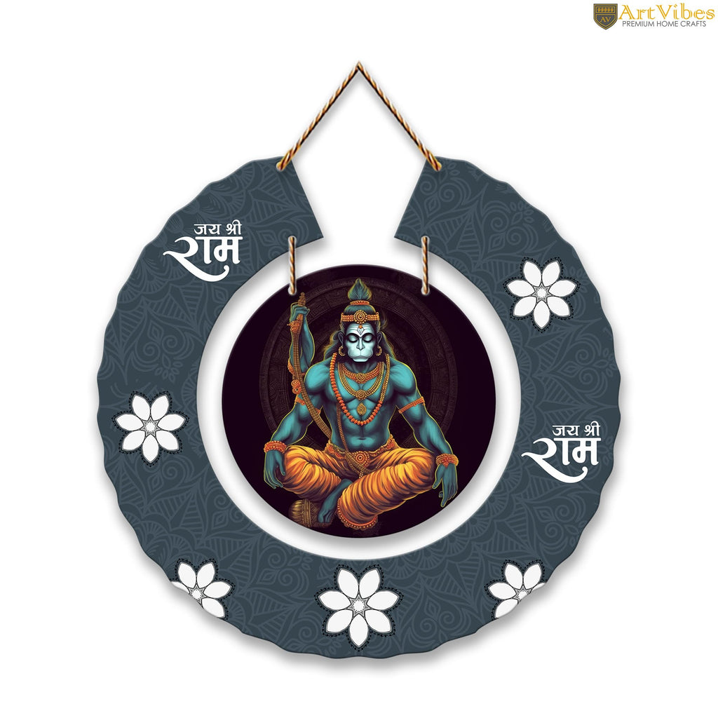 Artvibes Bajrangbali Round Shape MDF Wooden Wall Art for Home Decoration | Spiritual Decor Items | Wall Art Paintings | Wall Poster | Wall Accents| Stylish Modern Artwork | Gift Items (WH_9811N)