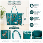 ArbaanHouse Cotton Tote Bag for Women, Printed Shopping Bag, 18 x 18 Inch, Reusable Large Carry Bag with Strong Handles