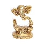 ARTVARKO Brass Ganesh Idol Trunk Ganesha Statue Modern Ganpati Murti for Temple Puja Home Décor Luck Gift 3 Inch