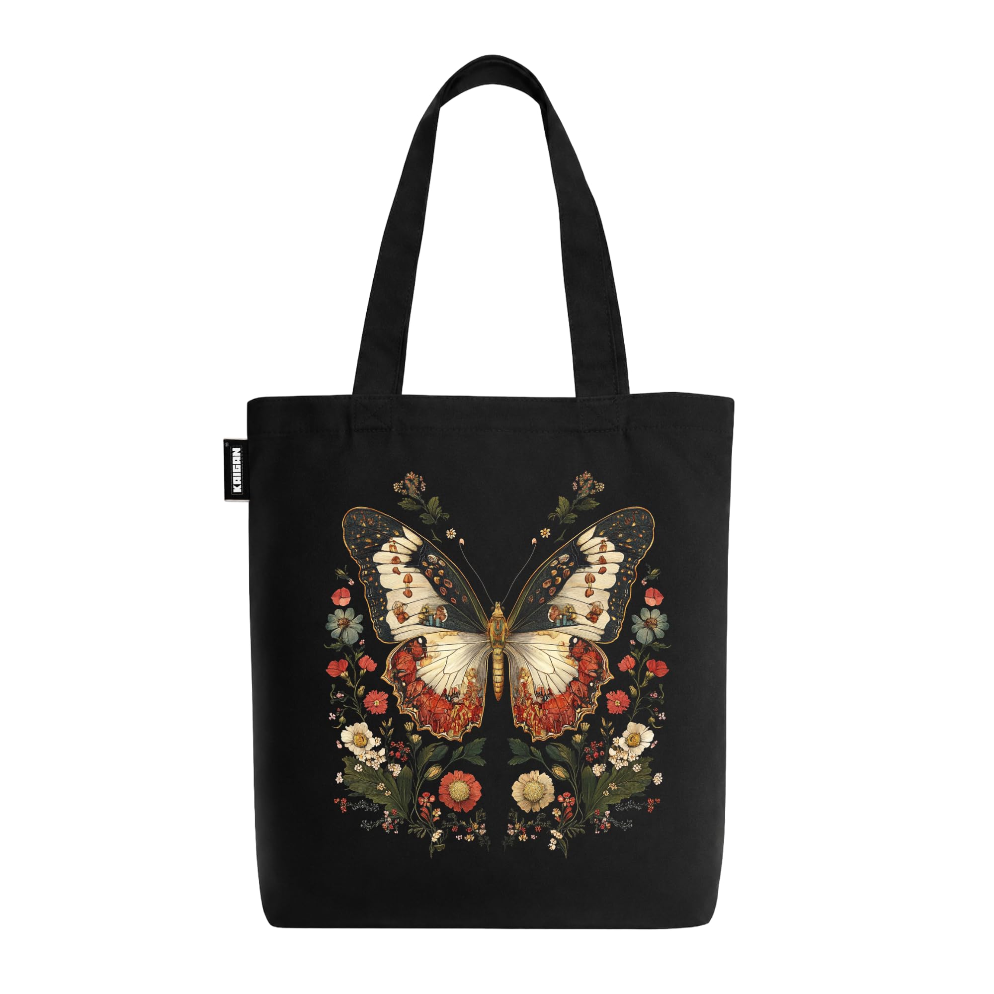 Kaigan Black Premium Tote Bag Printed Designed Canvas Tote Bags For Women, Ecofriendly Cotton Canvas Bag for Girls Tote bag For Shopping, College, Travel, Handbag For Unisex