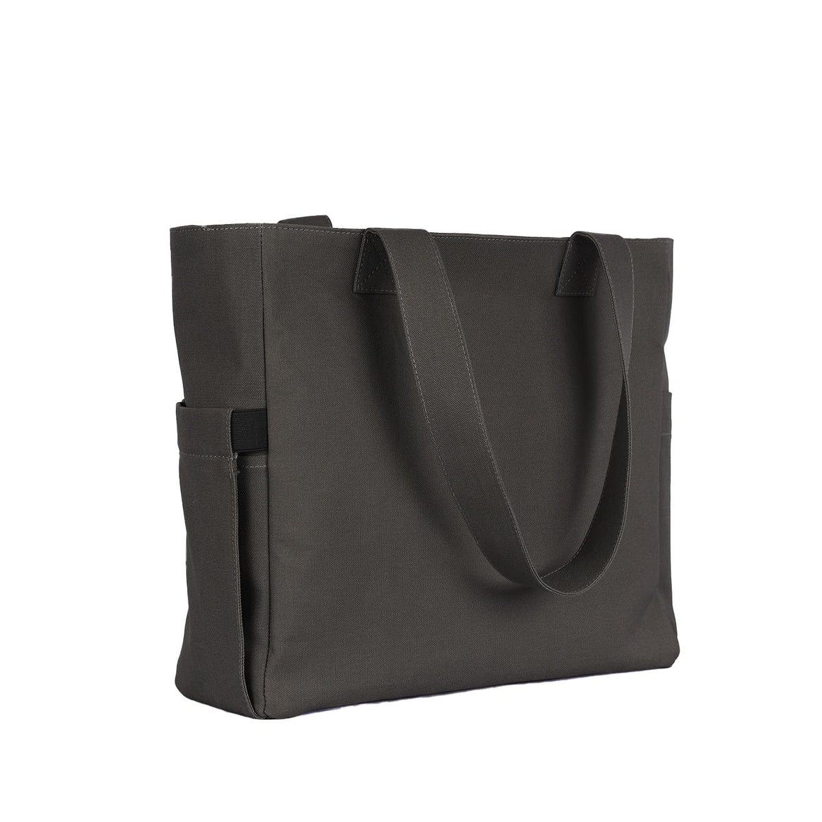 TSANTA U-Shaped Canvas Tote Bag with Pouch Combo (Large, Hippo Design) | Cotton Shoulder Bag with Zipper, Laptop Compartment & Organizer Pockets | Reusable Travel, Office & Everyday Bag for Women