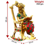 KridayKraft Chair Ganesha ji Reading Book with Stone Work,Ganesha Metal Statue,Ganpati Murti Idol for Pooja & Home,Office Décor Ganesh Idol Religious Showpiece for Decoration & Gifting Article