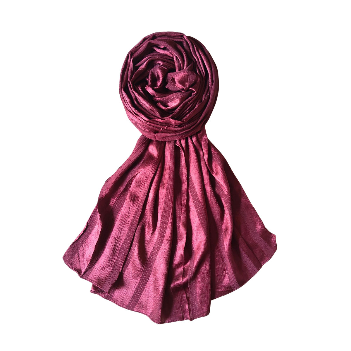 FAHABO Scarf Woman Premium Self-Woven Satin Silk Scarves | Hijab Scarf | Headscarf | Neck Scarf | Stoles | Wraps (Burnt Maroon)