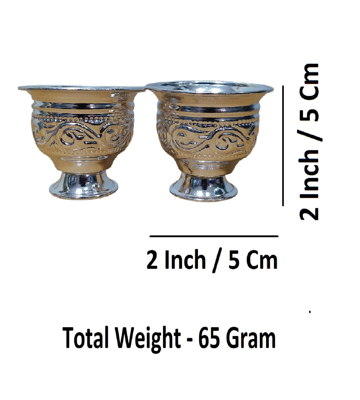 Sigaram 2 Inch German Silver Kum Kum Cup for Home Office and Temple Pooja Decore K3116