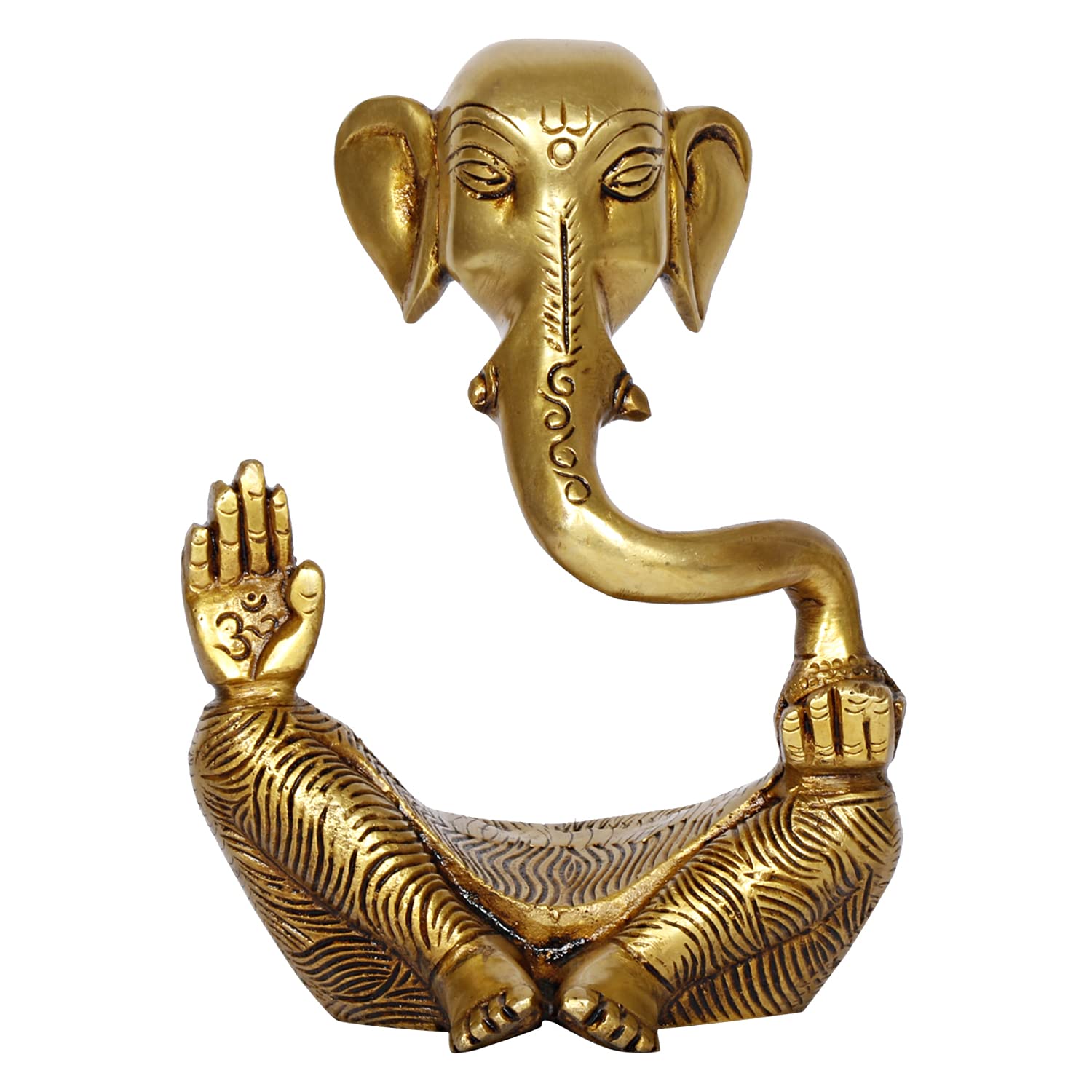 ARTVARKO Brass Trunk Ganesha Idol Ganesh Statue in Modern Art for Home Office Desk Diwali Gift Pooja House Entrance Showpiece Gifting 6 Inches