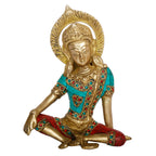 ARTVARKO Lord Indra Dev Brass with Inlay Mahavastu Rain God, Inder Dev, Vastu Remedy FengShui, Figurine Religious Showpiece for Temple, Office Table and Home Décor 7 Inch