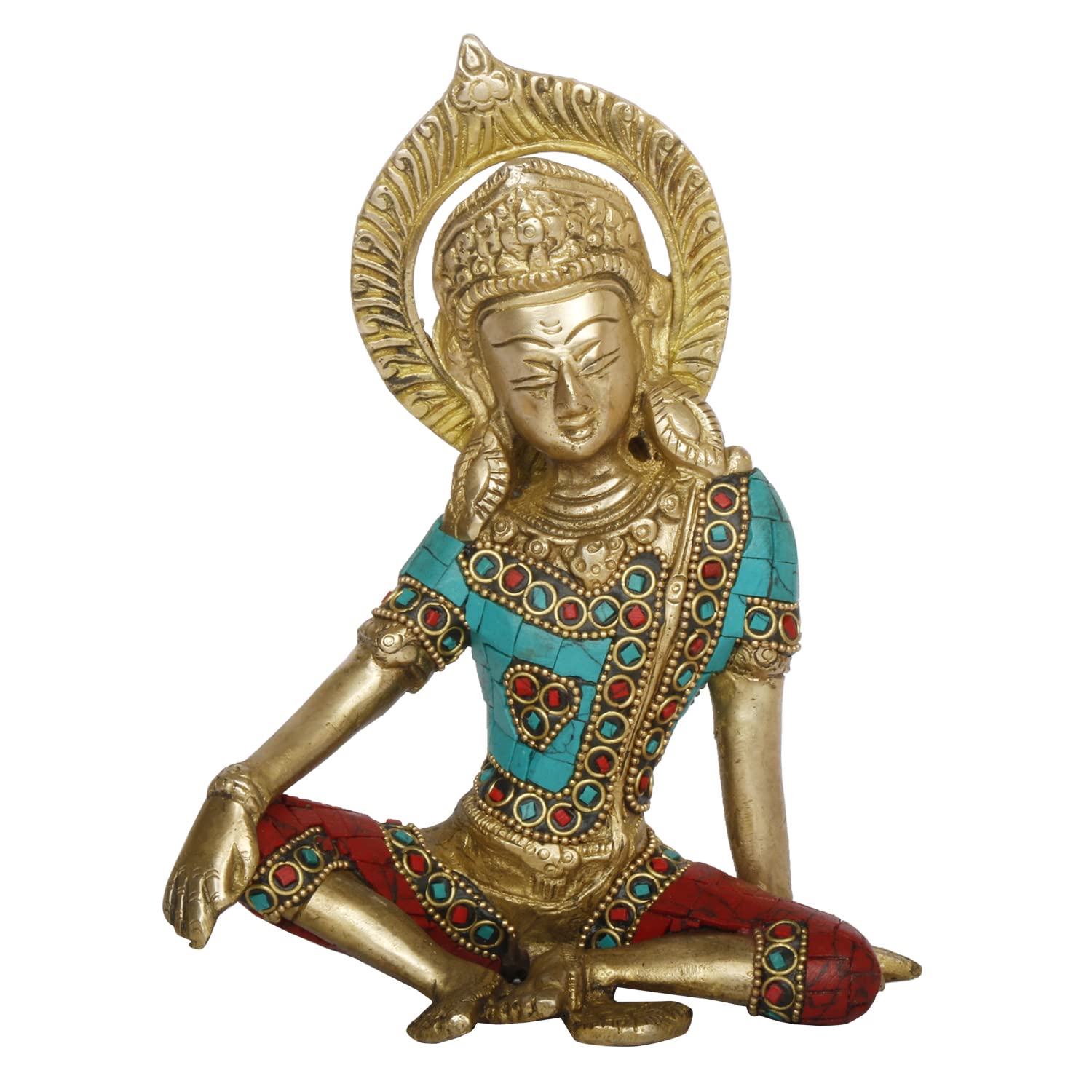 ARTVARKO Lord Indra Dev Brass with Inlay Mahavastu Rain God, Inder Dev, Vastu Remedy FengShui, Figurine Religious Showpiece for Temple, Office Table and Home Décor 7 Inch