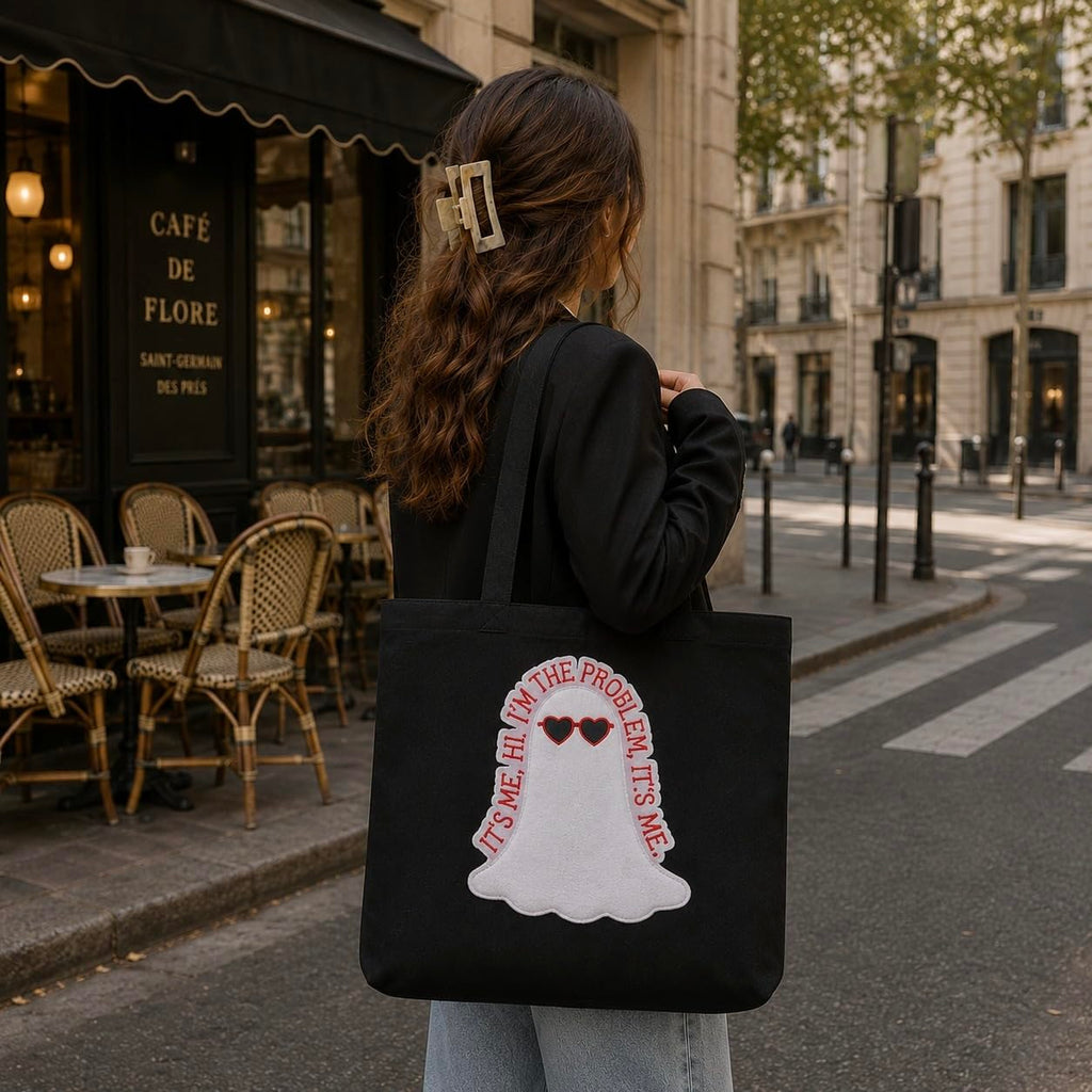 MASQ Premium ToteBag for Women with Zipper | Embroidered Foldable Shoulder Bag with Multiple Pockets | Spacious Handbag for College & Office | Eco-Friendly & Reusable (Tote_Bag_Anti_Hero)