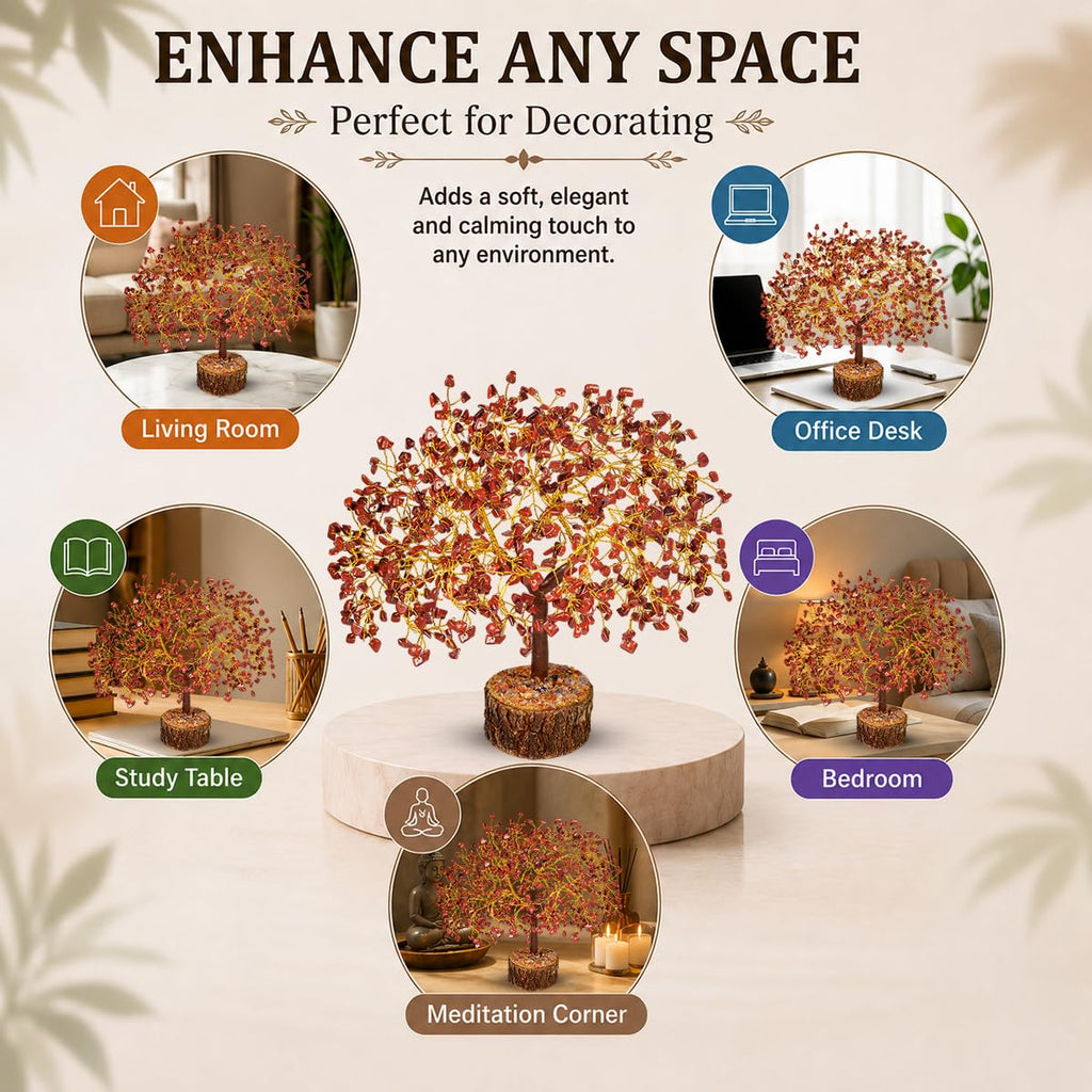 Crystu Certified Red Jasper Stone Tree 300 Beads Crystal Tree Stone Tree Showpiece