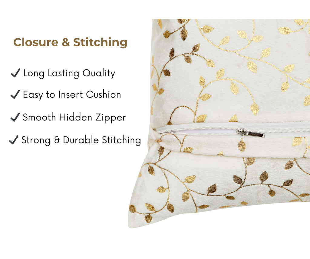 RD TREND Velvet Cushion Covers, 45 x 45 cm/18 x 18 inches,Pack of 2,250 TC, Back Zipper (Cream)