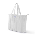 HOUSE OF ORLO Premium Cotton Waffle Quilted Tote Bag, Large Spacious Handbag for College, Office, Work, Travel, Shopping & Daily Use - White