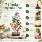 Calminds 7 Chakra Crystal Orgonite Tree Positive Energy & Meditation | Handmade Healing Crystal Tree for Chakra Balancing, Vastu & Feng Shui | 7 Chakra Home & Office Decor