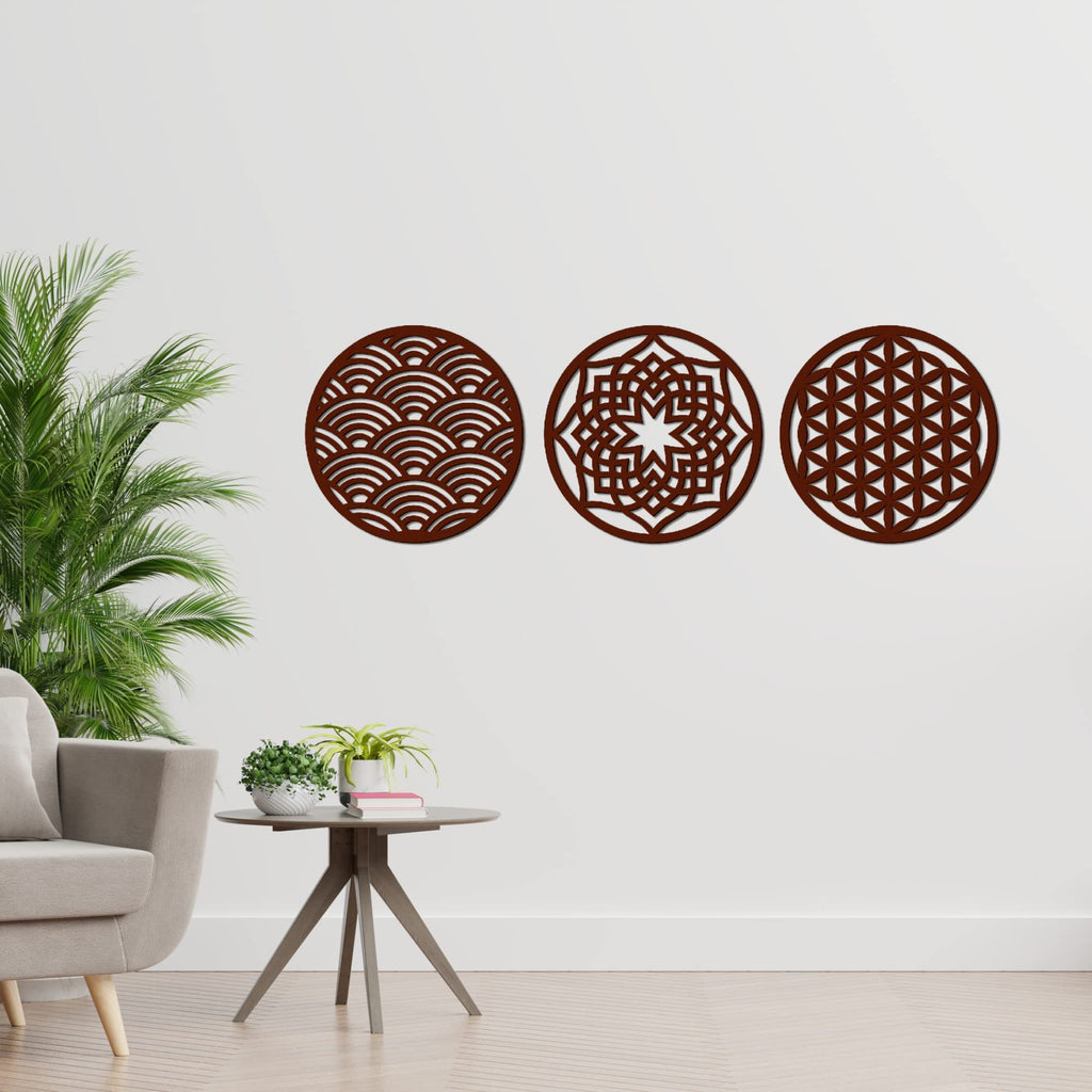 VibeCrafts Geometric Design in Circles MDF Wooden Wall Hanger for Home Decor|Office|Gift (WHVC1Pcs1_50033)