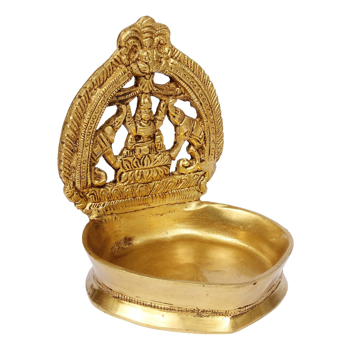 Artvarko Solid Pure Brass Gajlaxmi Oil Diya Large Deepam for Home Decor Puja Decorative Deepak Temple 6 Inch