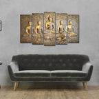 VIBECRAFTS 5 Pieces Buddha In Thailand Temple Canvas Wall Painting For Home|Office|Living Room|Gift (PTVC5Pcs2_6510)