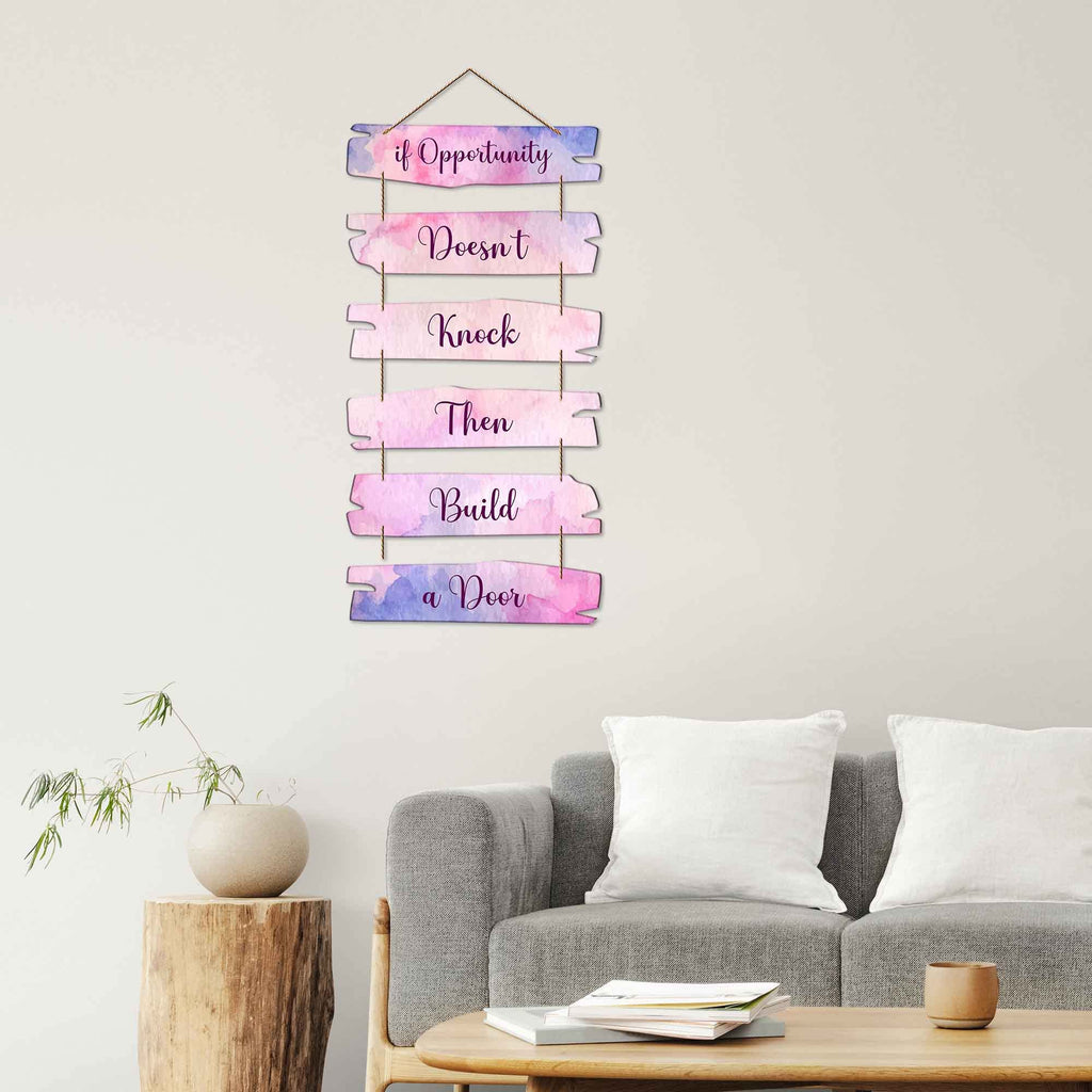Artvibes If Opportunity Doesn't Knock MDF Wood Wall Hanger Ornaments | Quotes Decor Item | Motivational Wall Decor | Wall Poster | Graphic Art | Gift Items | Office Wall Decoration Items (WH_3228NN)