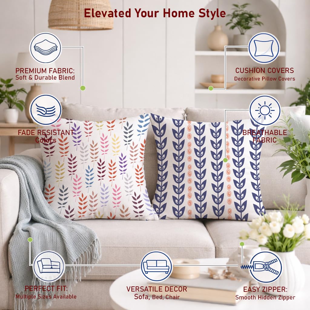 STITCHNEST Satin Cushion Covers Abstract Woman Art Print, 24x24 Inch, Modern Aesthetic Cushion Cover for Living Room (Pack of 2)