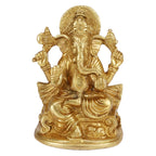 SVARUP Brass Ganesha Idol Ganpati Ganesha Murti Statue Pooja Home Décor GIF Gold Color Height 5 Inch