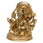 SVARUP Brass God Panchmukhi (Five Faced) Bajrangbali Sankat Mochan Hanuman Idol Statue Murti Height 3.5 Inch Gold Color