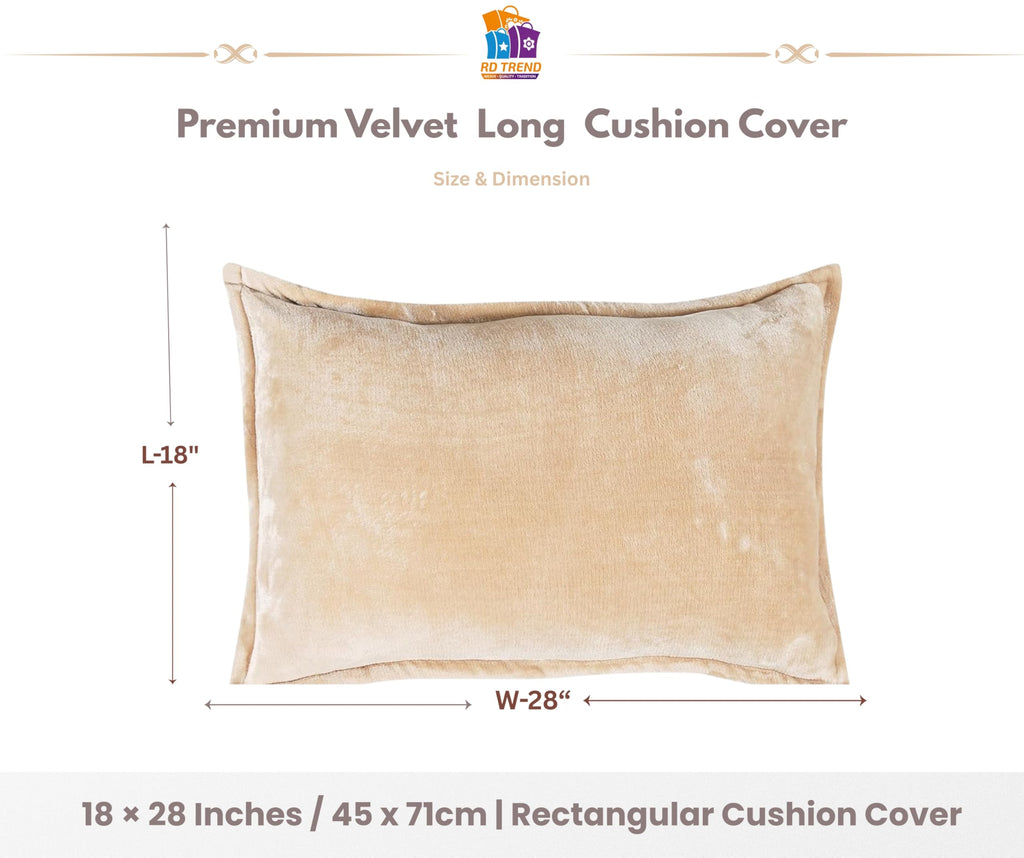 RD TREND® Velvet Cushion Covers Set of 2, Soft Long Cushion Covers 18x28 Inches, Rectangular Decorative Throw Pillowcases for Sofa, Bed & Living Room | Solid Gold