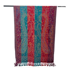 Pashmina Scarf for Women Rainbow Colorful Soft Lightweight Wedding Shawl Wrap, Teal Green Rainbow - Ny041-6, Large