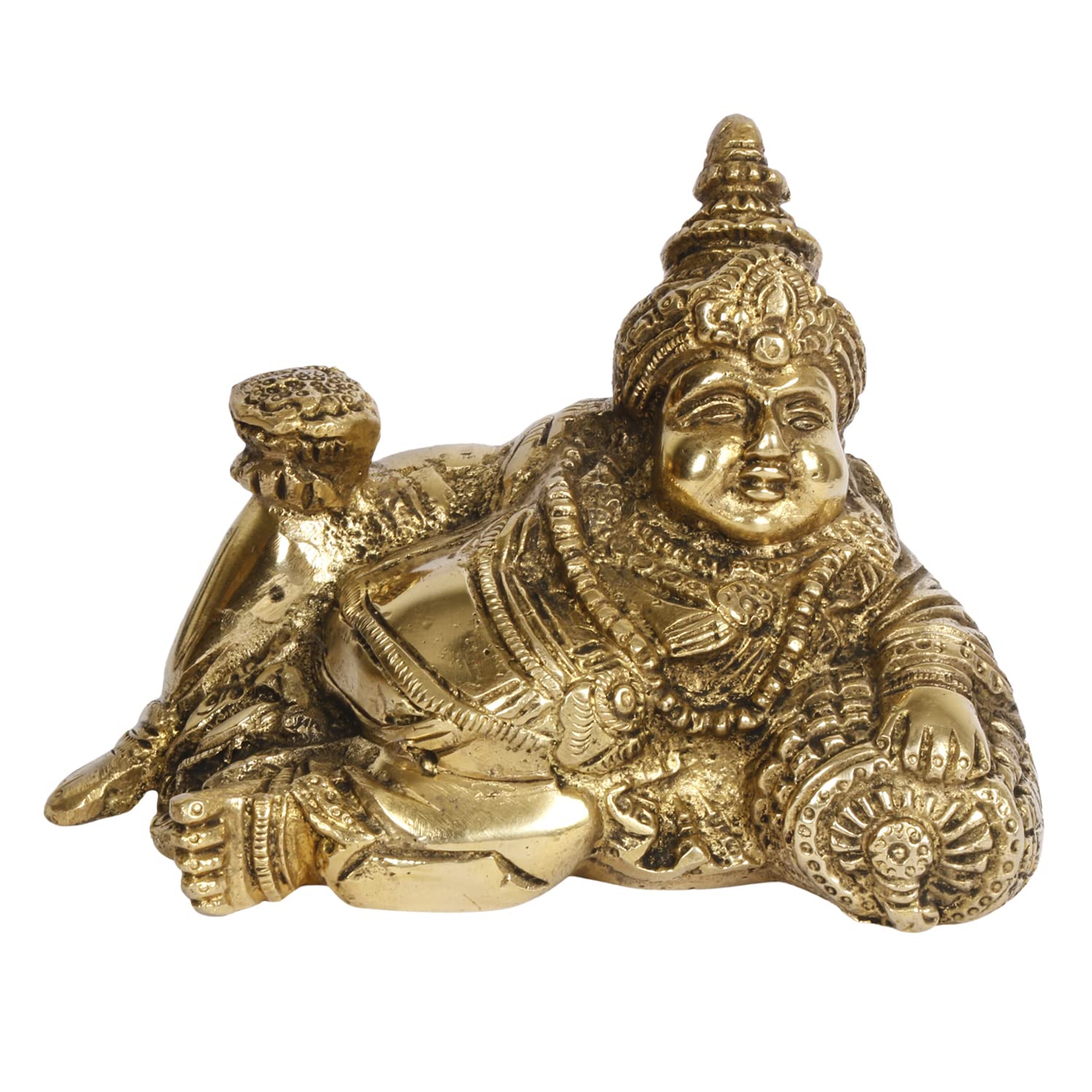 ARTVARKO™ Lord Kuber Maharaj Resting Brass Murti Statue for Treasure Wealth Tijori Locker Money Safe Kubera Idol for Vastu Dosh Nivaran Prosperity Home Décor 5.5 Inch
