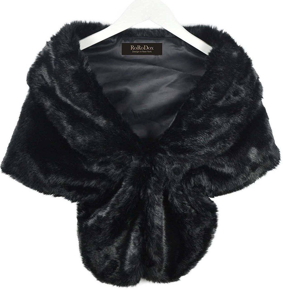RoRoDox Warm Faux Fur Wedding Shawl Perfect for Wedding/party/show (Black Medium Size)