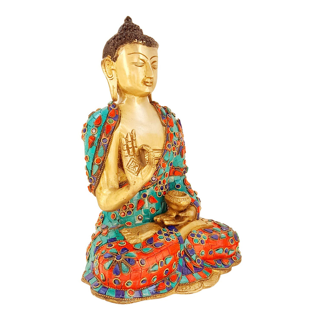ARTVARKO Brass Buddha Showpiece Statue for Home Decor Living Room Office Desk Garden Table Decoration and Gifts 12 Inches