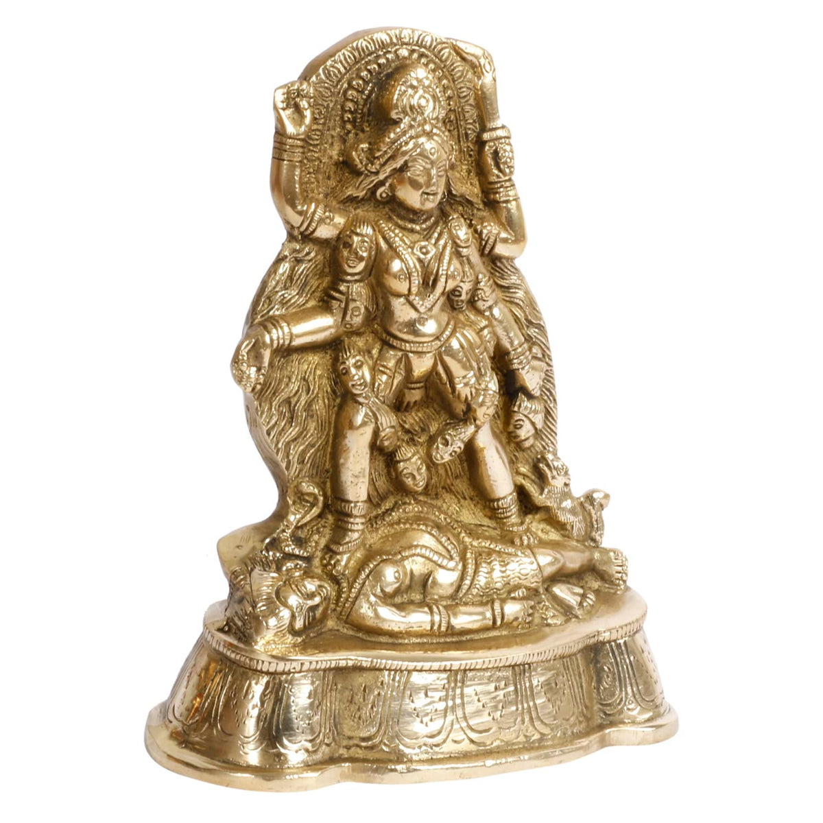 ARTVARKO Brass Kali Maa Sculpture Murti Adi Shakti Ma Idol Murti Ideal for Home Temple Navratri puja Festival Pooja Gifting 7 Inches
