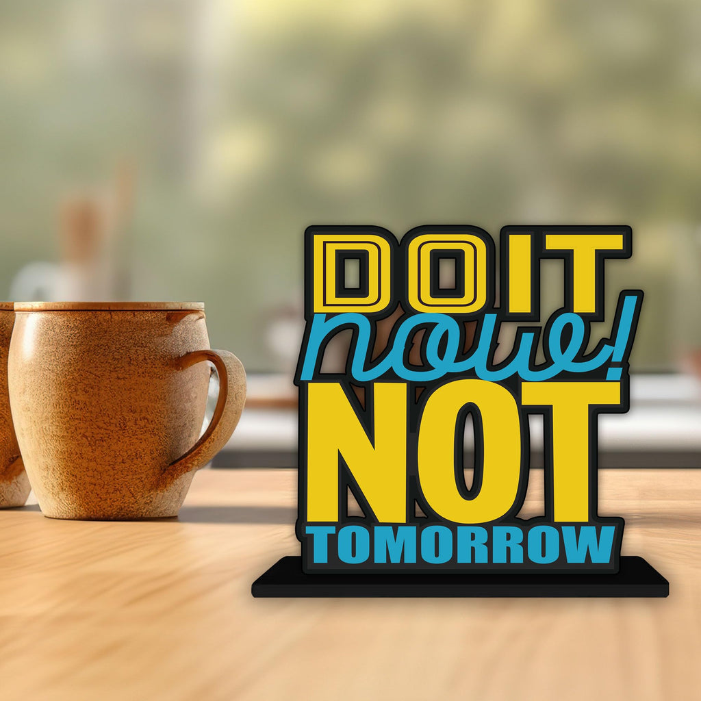 Artvibes Wooden Idols and Figurine Do It Now Not Tomorrow Quotes Table Decor for Office Desk Alphabet Showpiece | Home Decoration | Living Room | Modern Gifting Item (Sp_1155)