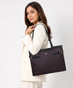 LEGAL BRIBE Stylish Buckle Tote Bag (Coffee Brown)