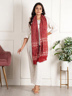RAI SAHAB Printed Cotton Scarf for Women, Lightweight Soft Scarves Stoles for Summer & Winter(ST-101RED10)