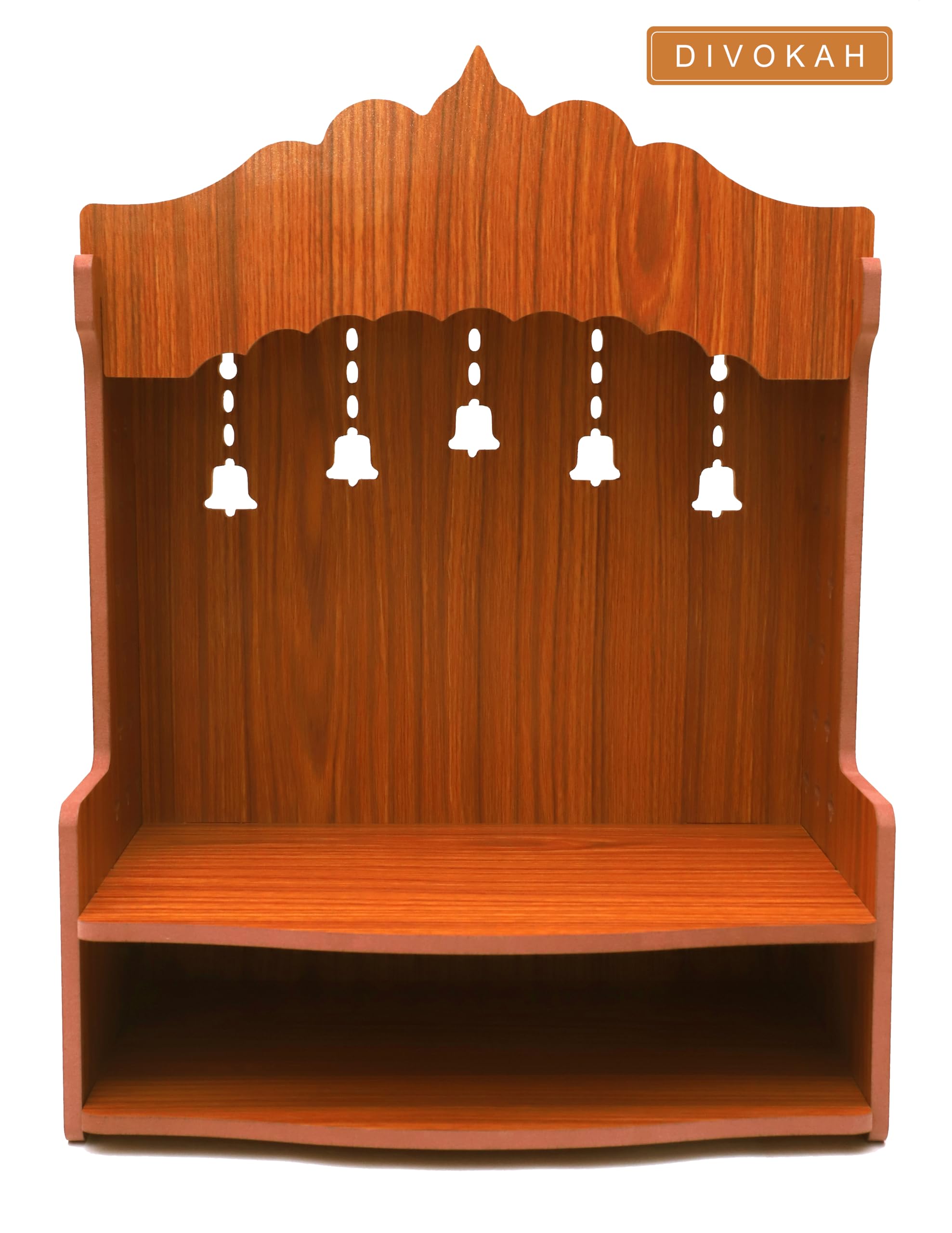 DIVOKAH® Beautiful MDF Wooden Temple/Home Temple/Pooja Mandir WDN Bell