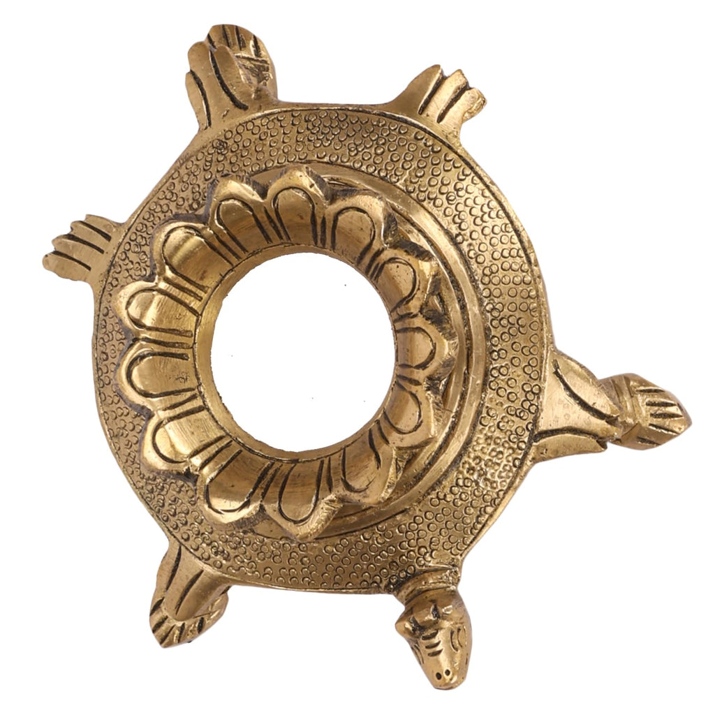 ARTVARKO Pure Brass Shankh Stand with Tortoise Conch Holder for Home Office Temple Prosperity (LxBxH-11x9x5 cm)