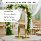 Nostrae by Ekhasa Metal Candle Holder Stand (Set of 2) | Golden Metal Candle Stand for Home & Dining Table Decoration | Aesthetic Candle Holder for Living Room, Festivals & Gifting (Without Candle)