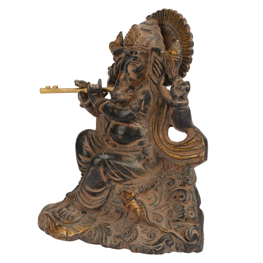 ARTVARKO Brass Ganesh Bhagwan Murti on Carved Singhasan 8 Inch