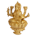 ARTVARKO Big Brass Laxmi Murti Lakshmi Wall Hanging Idol Luxmi Goddess Lakshmi Sitting on Lotus Statue in Blessing Postures for Home Puja Mandir Temple Height 12 Inch