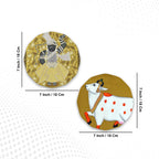 Artvibes Shrinath Ji & Cow Pichwai Art Round Shape MDF Wooden Wall Decor Items | Living Room | Handcrafted Art | Wall Poster | Aesthetic Wooden Decor | Art Print | Unique Gift (WH_8812N), Set of 2