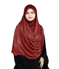 Mehar Hijab's Glamour in Modesty Fazluna Sigle side Frill Hijab XL (XXL, DARK MAROON)