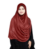 Mehar Hijab's Glamour in Modesty Fazluna Sigle side Frill Hijab XL (XXL, DARK MAROON)