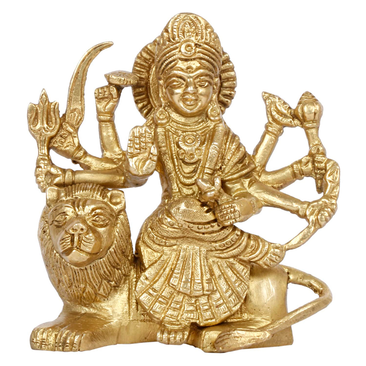ARTVARKO Brass Durga Ma Murti Sherawali MATA Ambe Maa Idol Statue God Statue MATA Rani Puja Vastu Showpiece Pooja Gift
