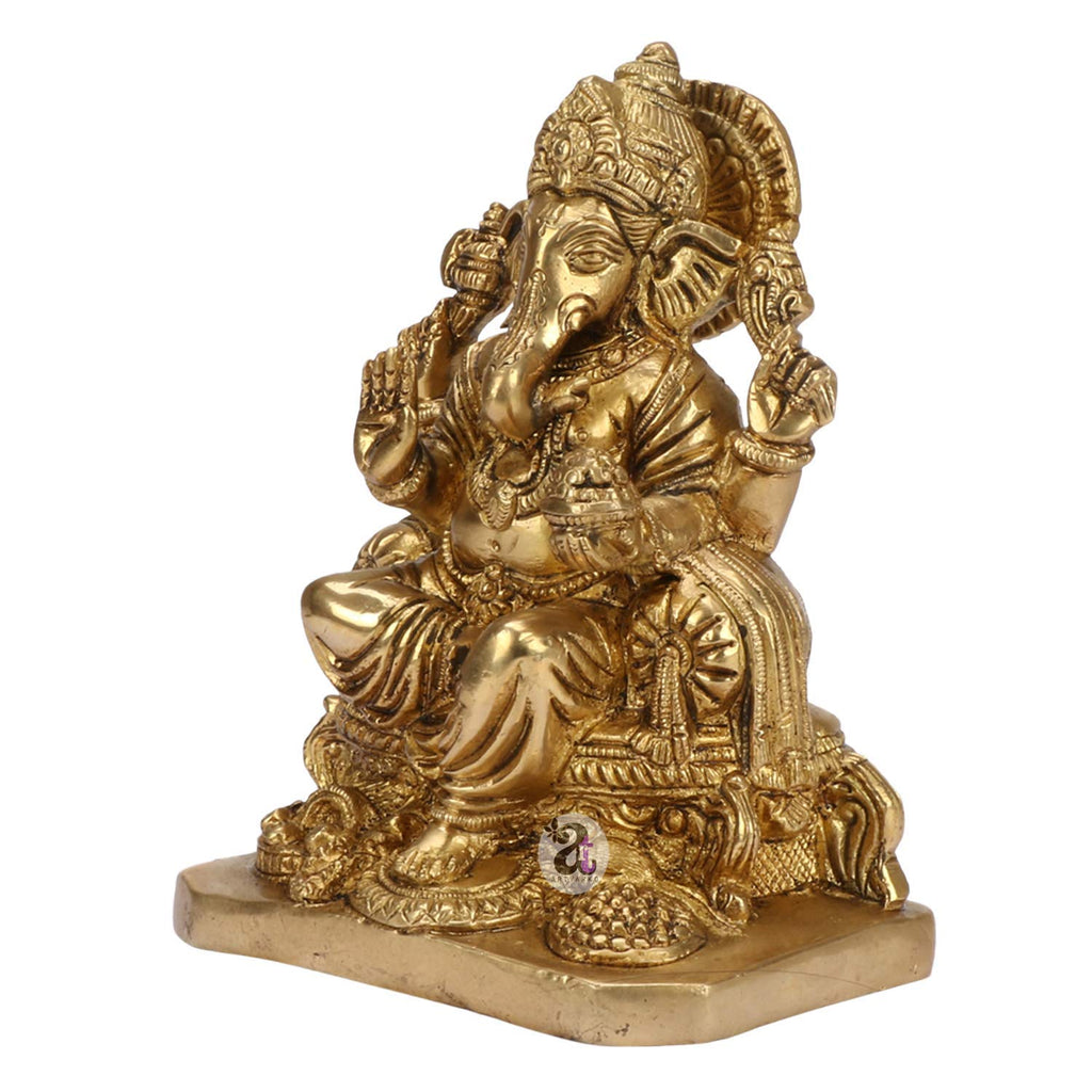 ARTVARKO Brass Ganesh Bhagwan Moorti Idol Ganapati Vinayak Murti for Home Decor 6.5 Inches