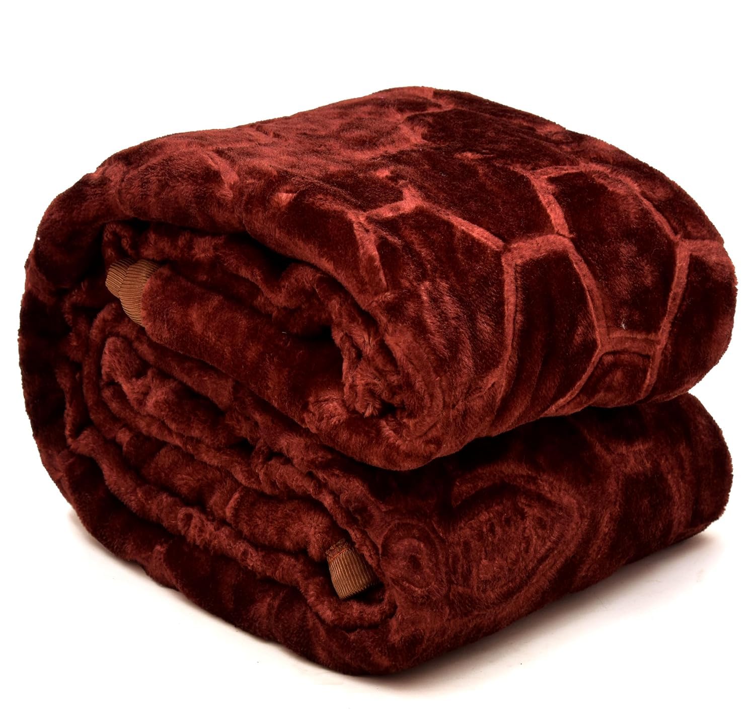 HEMAKAS CLOTHINGS Mink Floral Embossed Super Soft AC Bed Velvet for Winter Blanket (Brown, Single) Kafalo