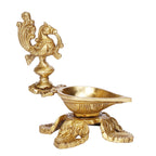 Artvarko Brass Bird Peacock Oil Diya Lamp Table Decor with Stand for Home Diwali Gift Temple Pooja 5.5 Inch