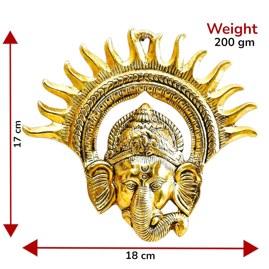 KridayKraft Metal Golden Ganesha Wall Hanging Sculpture Lord Ganesh Idol Ganpati Lucky Feng Shui Wall Decor Arts,Religious idol,Showpiece Figurines...