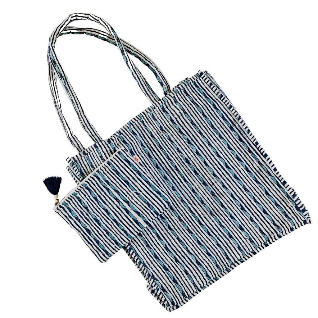 The Spring Story Cotton Handblock Printed Grocery Shopping Bags & Coin Pouch for Carry Milk Fruits Vegetable with Reinforced Handles Jhola Bag Kitchen Essential Reusable Shopping Grocery Bags, Blue