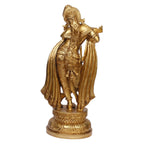 ARTVARKO Pure Brass Lord Bhagwan Krishna Idol Murti with Flute Statue for Home Temple Decor Entrance Gallery Gift 18-inches,