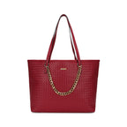 Fastrack Textured Oversized Structured Tote Bag for Women, Girls and Ladies | Fits Upto 15 Laptop with a Unique Gold Metal Chain Accent | Totes for Casual Carry | With Spacious Zipper Compartment