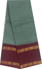 Madurai Sungudi Cotton Saree- small border withAdayar Plain saree (With OUT Blouse) For Women (Lightgreen red)